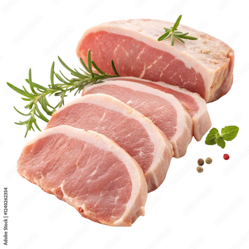 Meat pork slices pork on transparent background Meat pork slices pork on transparent background