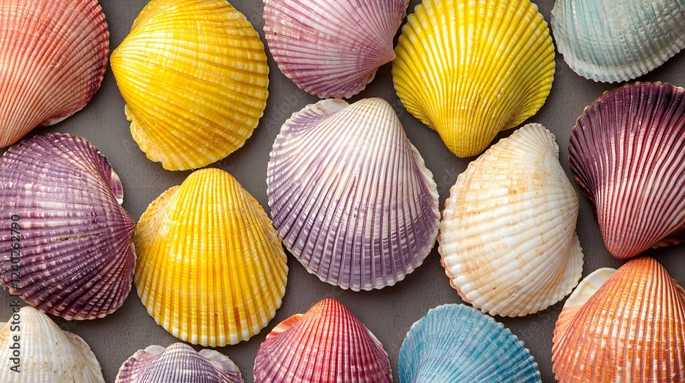 Vibrant Colorful Seashells Summer Beach Background Vibrant Colorful Seashells Summer Beach Background