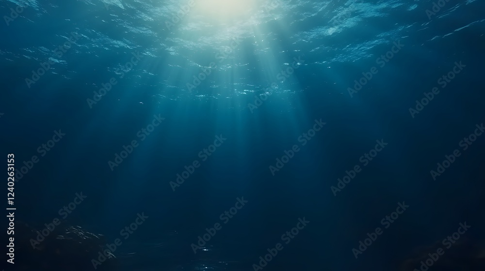 Fototapeta premium Stunning Underwater Scene Sunbeams Ocean Deep