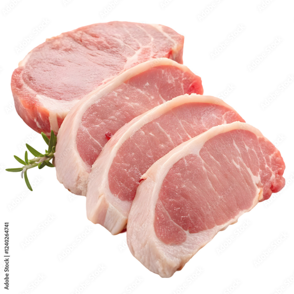 Meat pork slices pork on transparent background Meat pork slices pork on transparent background