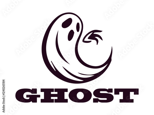 cartoon ghost logo vector illustration background template design, simple ghost in sheet isolated on white background