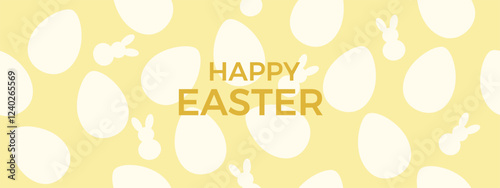 Trendy Easter Design for Advertising, Web, Social Media, Poster, Banner, Cover. Modern Vector Illustration with White Eggs.