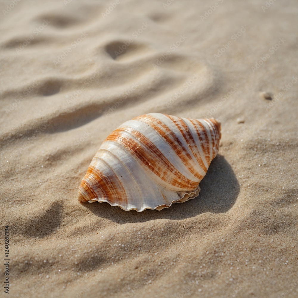 A delicate watercolor of a seashell, resting on soft sand. A delicate watercolor of a seashell, resting on soft sand.
