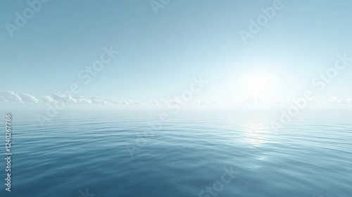 Bright sun reflecting on calm turquoise water rippling gently at midday