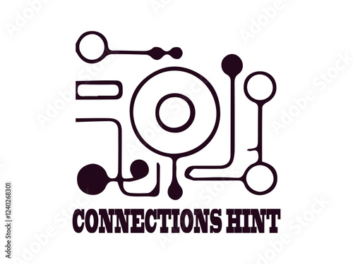 This vector illustration features a series of dots connected by smooth lines. This illustration is perfect for use as a logo for a technology company and a series of connected network circles, connect