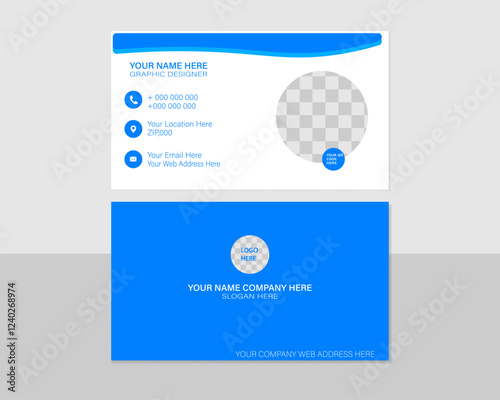 Modern blue black business card,black and yollow, business card design.Vector fashion background design with information sample name text.safe with,circel,polygon,indigo,color,blue,teal,color.professi