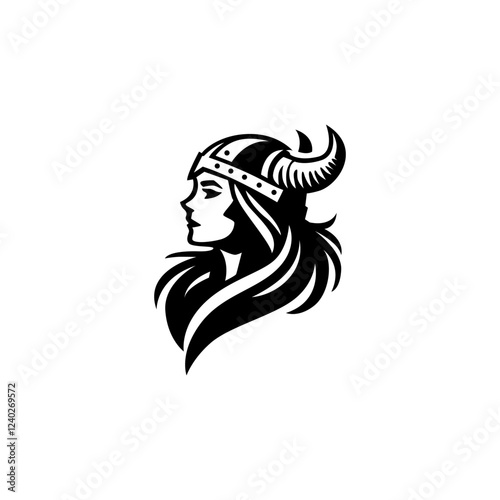 Classic Viking Woman With Helmet Logo Design