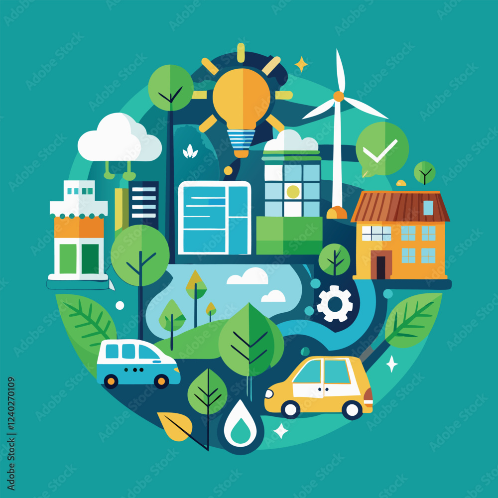 Fototapeta premium Design eco-friendly concept featuring cars in the city