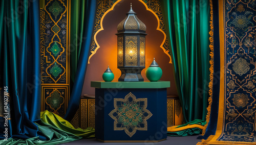 A beautiful lantern hanging from the ceiling of Ibn Battuta room