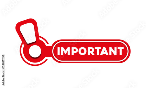 Important notice sign on white background. Important information warning or alert with exclamation mark figure, web vector illustration. Conceptual announcement or attention notification pattern.