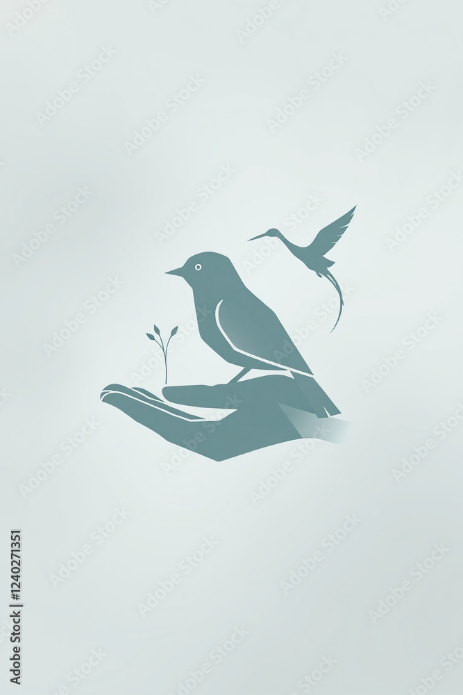 Fototapeta premium Bird in hand. Silhouette of a bird. Vector illustration.