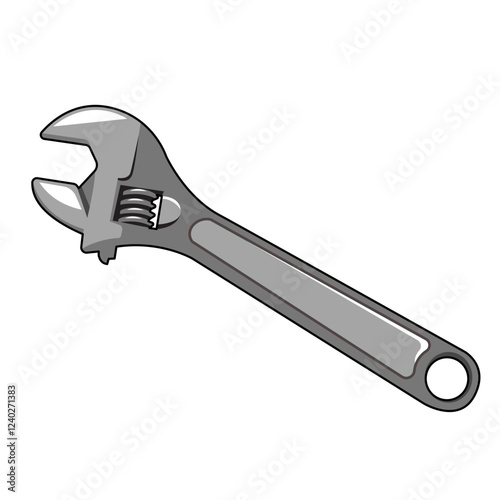 wrench tool adjustable flat vector design