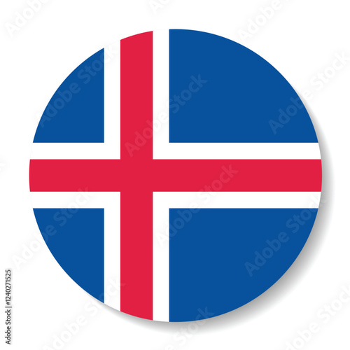 Iceland circle flag logo icon digital vector illustration
