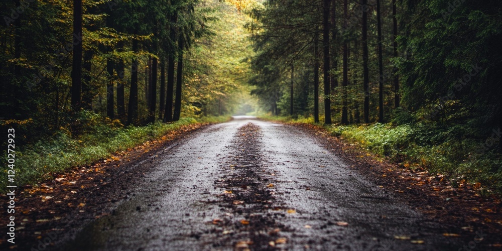 Naklejka premium Autumnal Forest Road