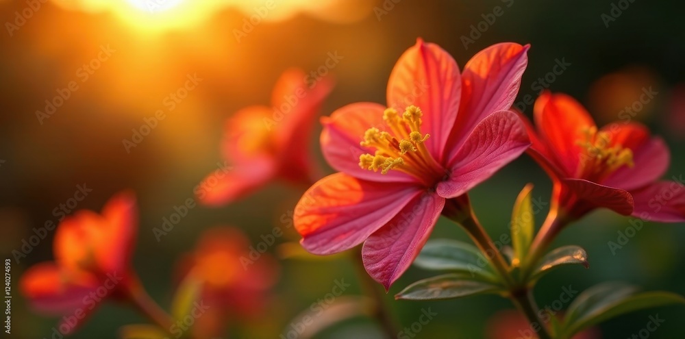 Golden Hour Bloom Vibrant Red Flowers Basking in the Warm Sunset Light Golden Hour Bloom Vibrant Red Flowers Basking in the Warm Sunset Light