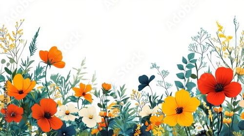Vibrant orange flowers blooming in a serene garden setting during springtime