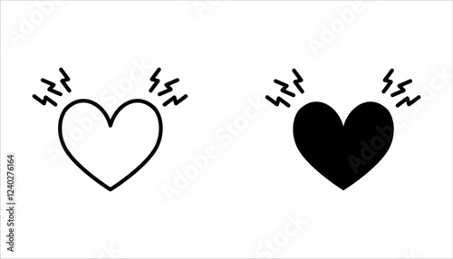Heart Attack line icons set. Symptoms, Treatment. Vector signs for web graphics on white background