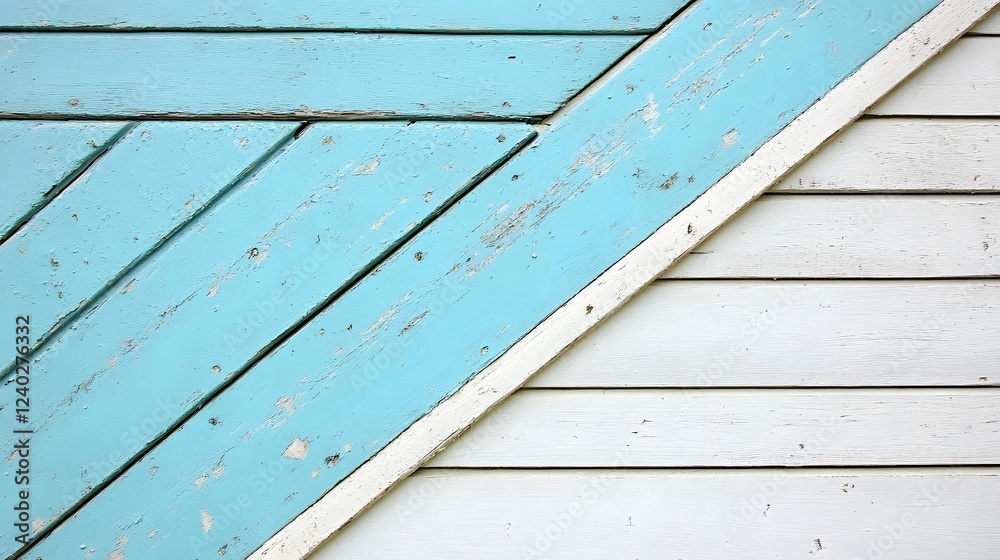 Fototapeta premium Distressed Blue and White Wooden Wall Texture Background