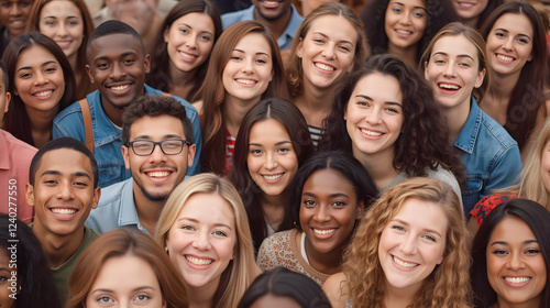 Diverse Group of Young People Smiling Together in Outdoor Setting, Celebrating Friendship and Connection with Bright Expressions