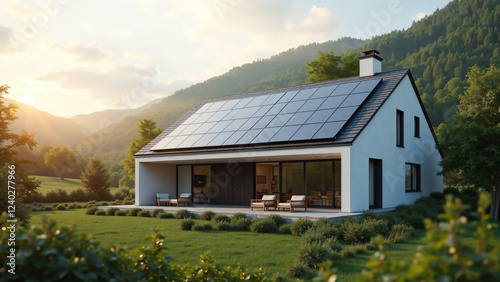 Wallpaper Mural solar panel design with eco house Torontodigital.ca