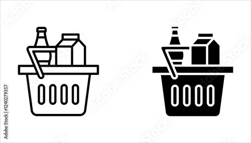Food donation icon set box for poor and homeless people in flat design on white background