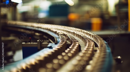 Wallpaper Mural Metallic cans move smoothly along an industrial conveyor belt, illustrating efficiency and production in a modern facility. Torontodigital.ca