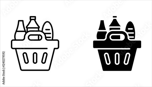 Food donation icon set box for poor and homeless people in flat design on white background