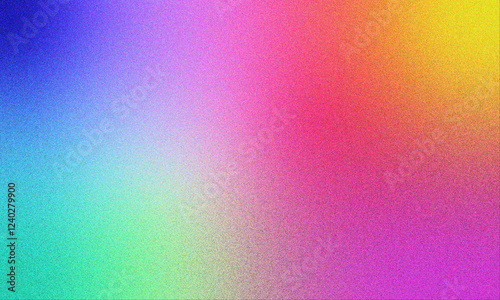 Grainy abstract vibrant gradient background, rainbow yellow pink orange blue tosca aqua color texture 