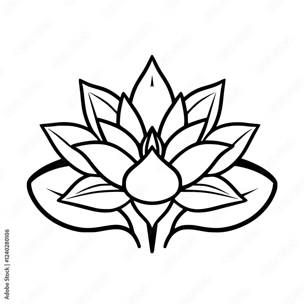 Lotus Flower: A Serene Water Lily in Bloom Botanical Illustration. Peaceful Nature, Zen, and Tranquility Symbol Lotus Flower: A Serene Water Lily in Bloom Botanical Illustration. Peaceful Nature, Zen, and Tranquility Symbol