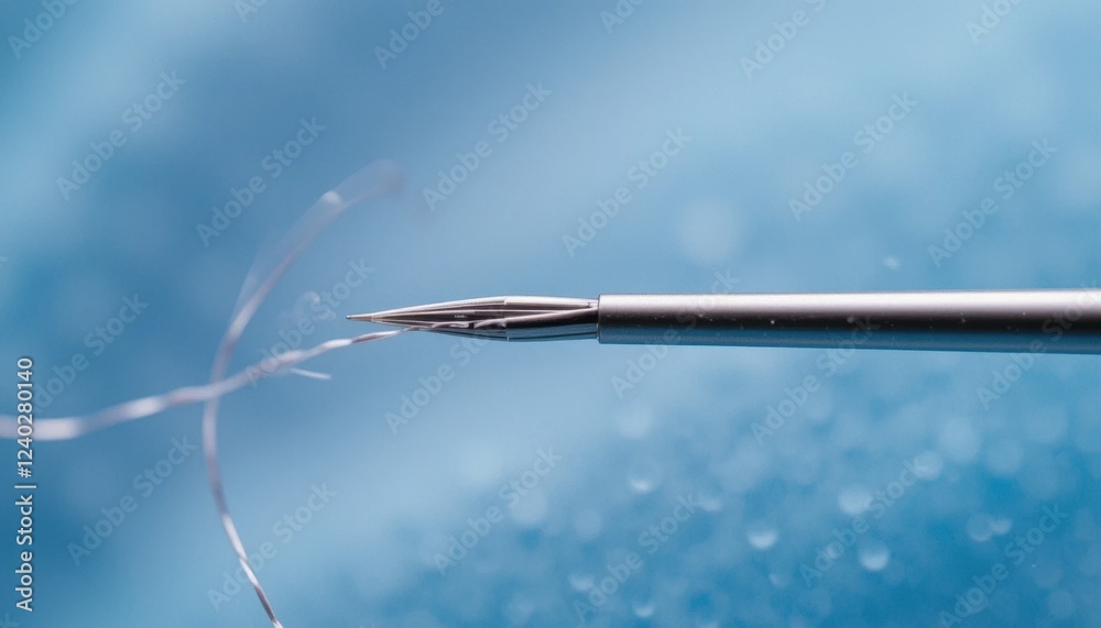 a macro image of a fine surgical needle and thread capturing the delicate craftsmanship of medical tools a macro image of a fine surgical needle and thread capturing the delicate craftsmanship of medical tools
