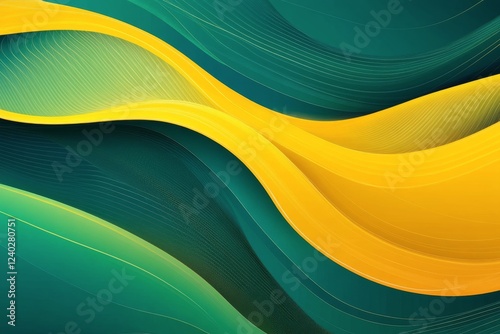 Swirling colors of green and yellow create a dynamic abstract composition in ...