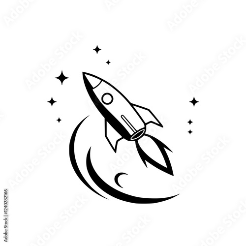 Rocket Launch: A Stellar Journey into Space Exploration.  A captivating vector graphic symbolizing innovation, speed, and the boundless possibilities of space travel.