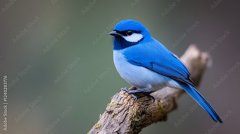 Vibrant Blue Bird Perched on Branch AI Generated Image Vibrant Blue Bird Perched on Branch AI Generated Image