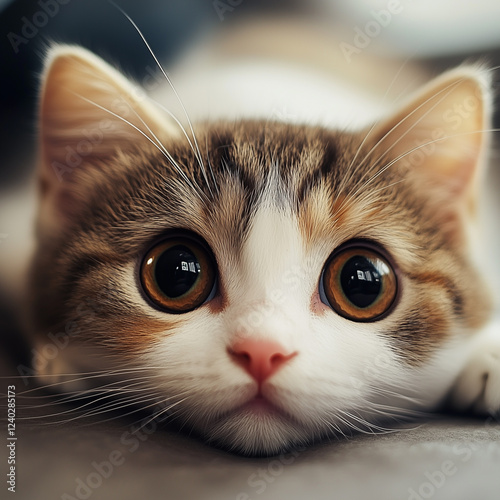 Cute cat picture on a bright day, generative AI illustration
