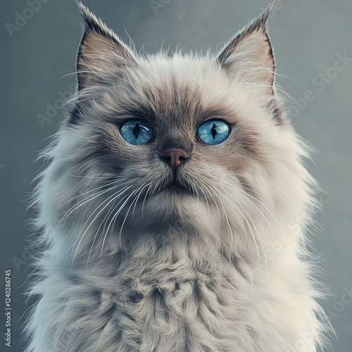 Cute cat picture on a bright day, generative AI illustration