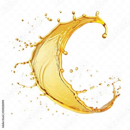 mustard liquid oil with dynamic splash in curve style isolated on a white background