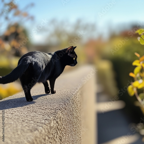 Cute cat picture on a bright day, generative AI illustration