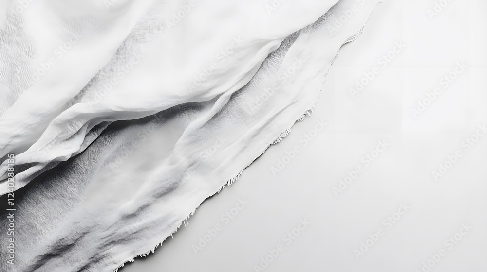 Obraz premium Elegant Draped White Linen Fabric Texture Background