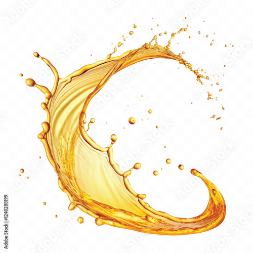 mustard liquid oil with dynamic splash in curve style isolated on a white background