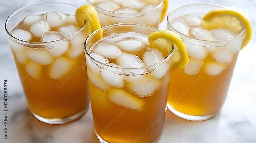 Refreshing Iced Tea Glasses with Lemon Slices Refreshing Iced Tea Glasses with Lemon Slices