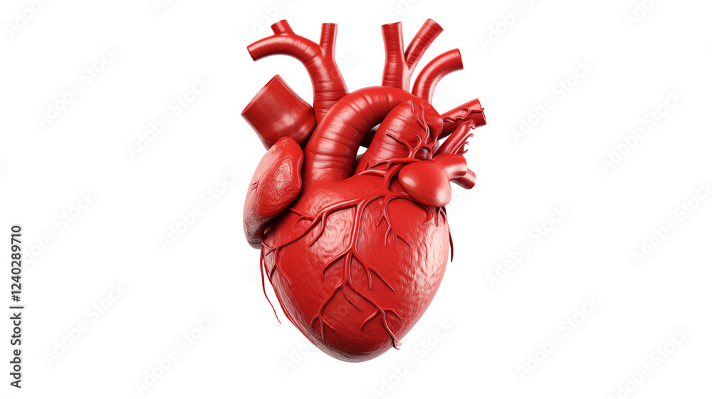 Naklejka premium High Resolution 3D Render of a Realistic Human Heart for Medical Anatomical and Scientific Visualizations