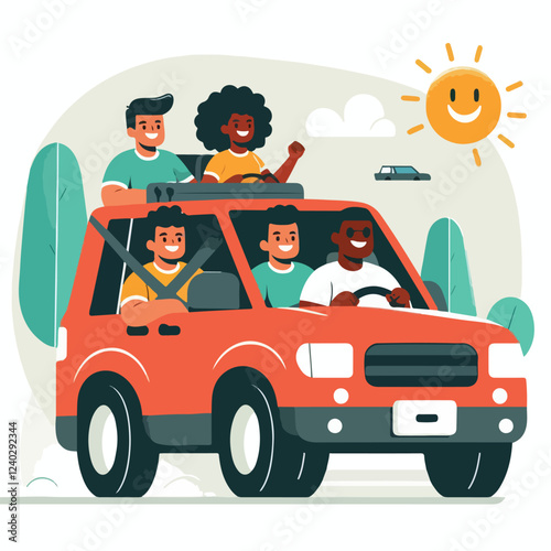 vector image of a person driving a car happily