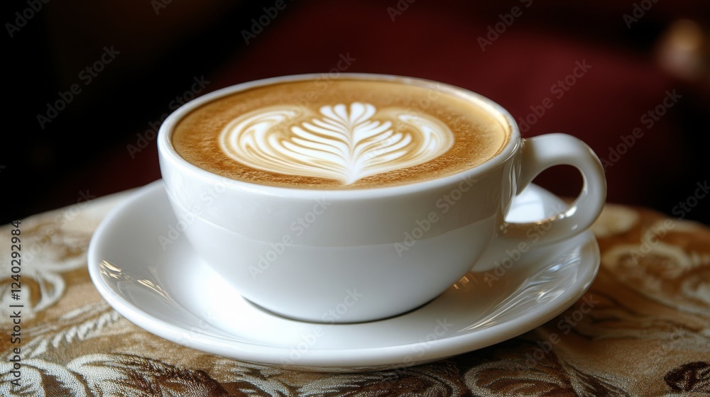 Fototapeta premium white cup of coffee Latte or Latte macchiato, minimalist background, 16:9