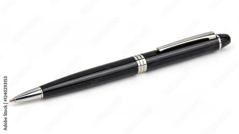 Sophisticated Black Pen with Silver Accent: Upscaled Image Perfect for Business Branding and Office Sophisticated Black Pen with Silver Accent: Upscaled Image Perfect for Business Branding and Office