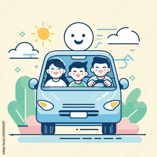 vector image of a person driving a car happily