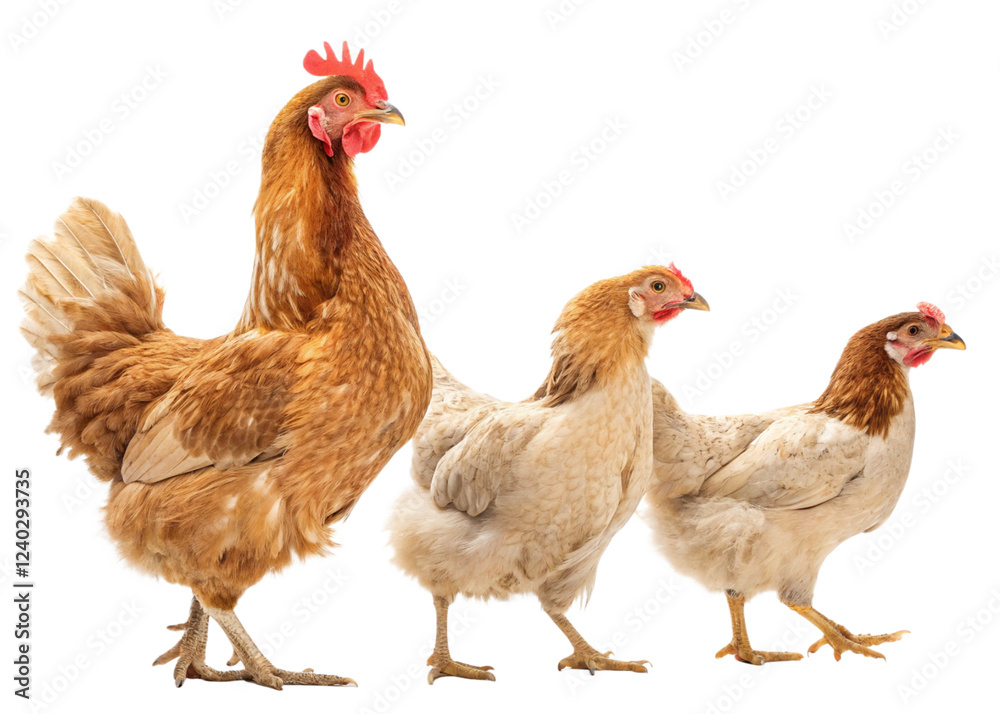 three hens standing like a racing-style three hens standing like a racing-style