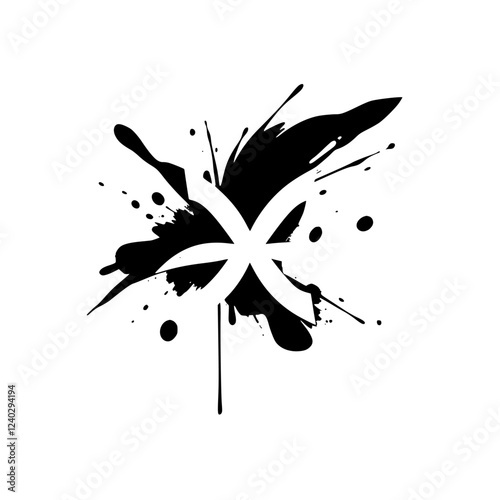 Abstract Pisces Zodiac Sign: Black Ink Splash Art, Astrology Symbol, Horoscope, Mystical Design