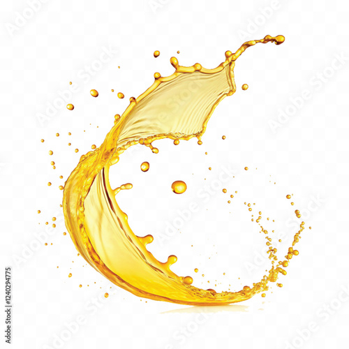 mustard liquid oil with dynamic splash in curve style isolated on a white background