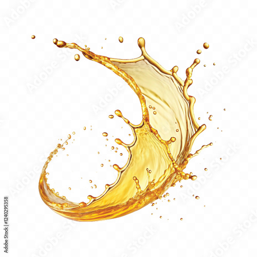 mustard liquid oil with dynamic splash in curve style isolated on a white background