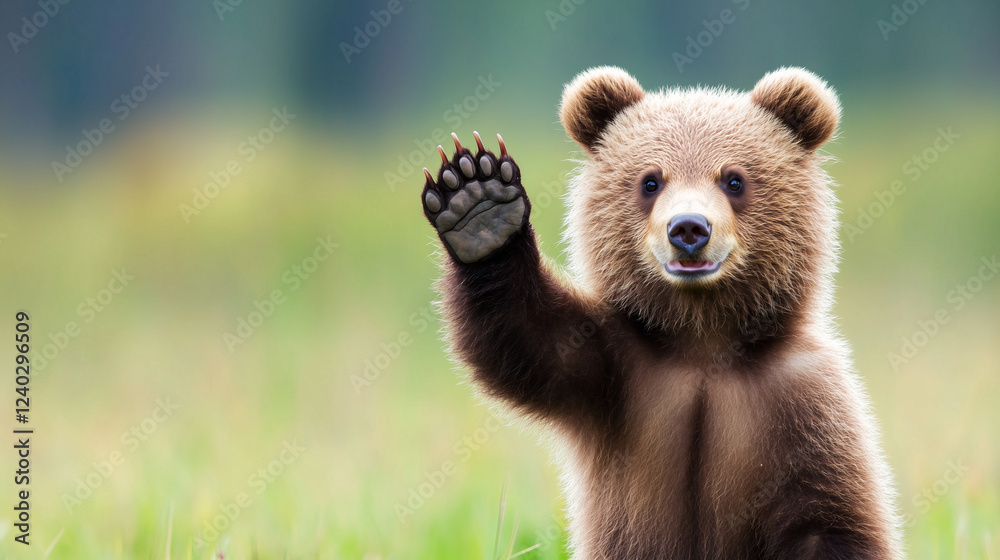Obraz premium bear greetings, bear behavior in nature, how bears communicate, bear social interactions, wild bear greetings.